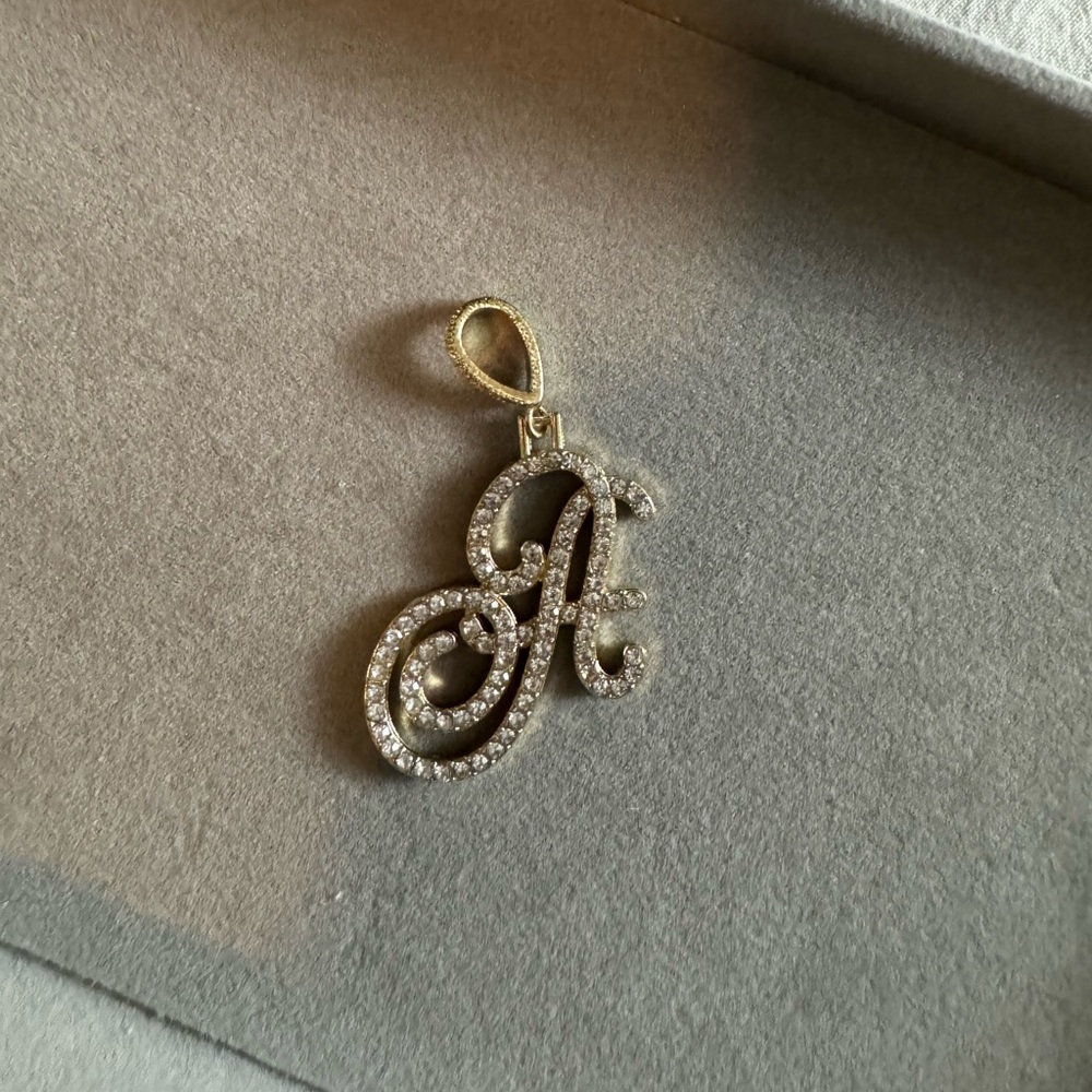 A Cursive Letters Name Pendant &Necklace Iced Out Cubic Zircon Gold  Color Charm